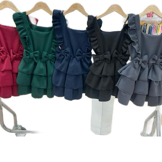 Ginger Ivy: DORCHESTER double bow layer ruffles DRESS 4-12 years