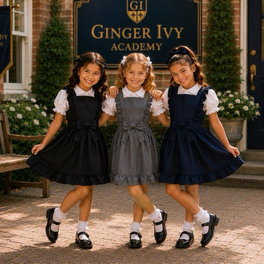 Ginger Ivy Academy Shirt and Pinafore Two Piece Set School Dress - Versatile & Practical for Everyday Wear and School Events