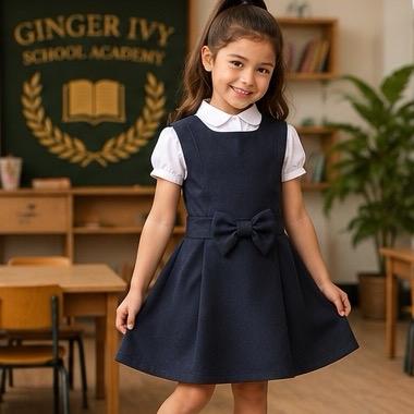 Ginger Ivy: BALMORAL Bow pinafore crossover back school dress 4-12 years