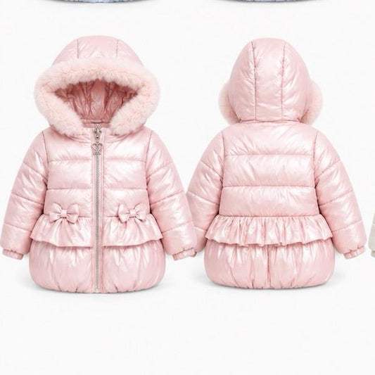 Ginger Ivy: CHERISH infant baby Quilted Jacket with Hood in Pastel Colors - Soft & Cozy for Little Ones 12-36 Months