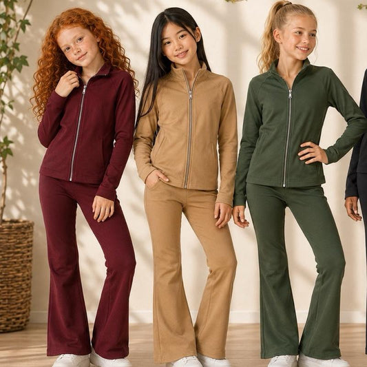 Ginger Ivy: FELICITY FLARE FASHION GYM SET with feature zip design Girls upto age 14
