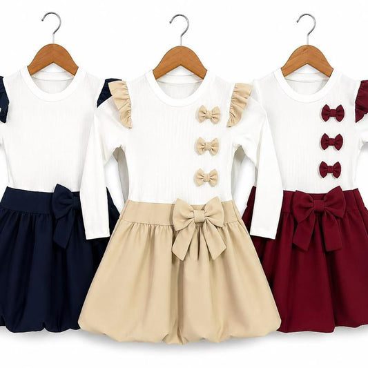 Ginger Ivy VERONA Puffball Skirt with Bows Feature Dress for Girls 2-12 years