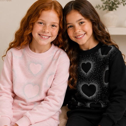 Ginger Ivy: Sparkle heart diamanté pattern cosy tracksuit