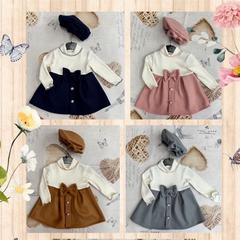 Ginger Ivy: HATTIE dress with matching hat classic styles with feature bow and buttons infant to junior sizes