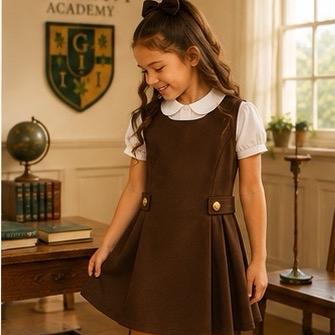 Ginger Ivy ASCOT Feature Side Button Classic Smart School Pinafore Dress for Girls