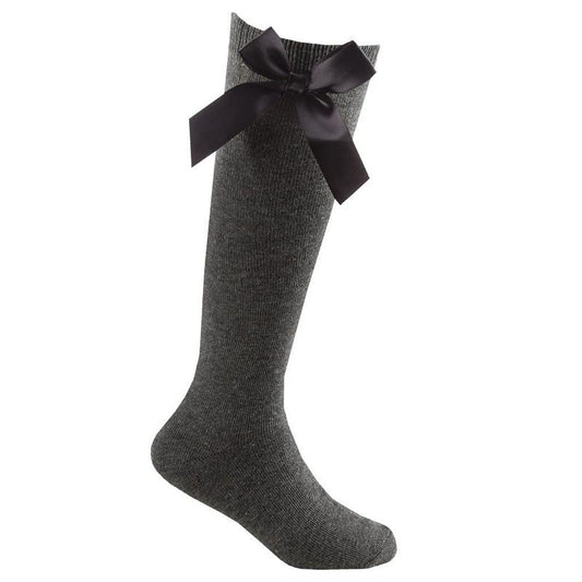 Ginger Ivy RIBBON Satin Bow Socks Ideal for School Wear in White Black Navy & Grey Colors Perfect for Uniforms