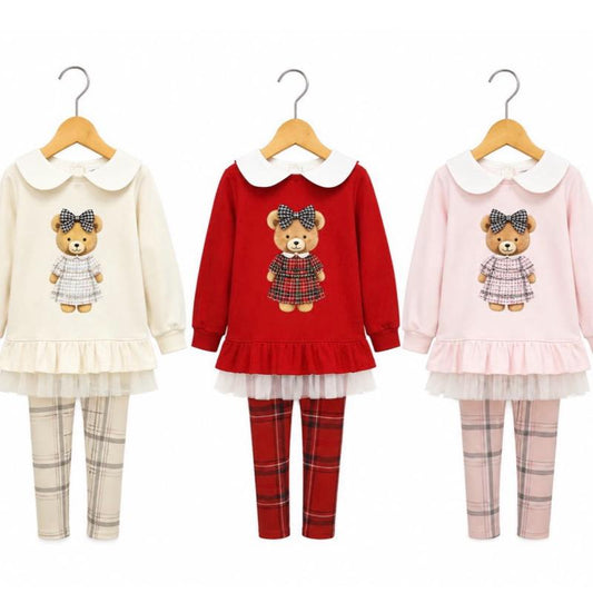 Ginger Ivy: THEODORA Teddy tunic top with check leggings to match