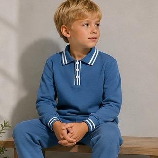 Ginger Ivy: GRAYSON smart boys tracksuit polo long sleeeve top and joggers