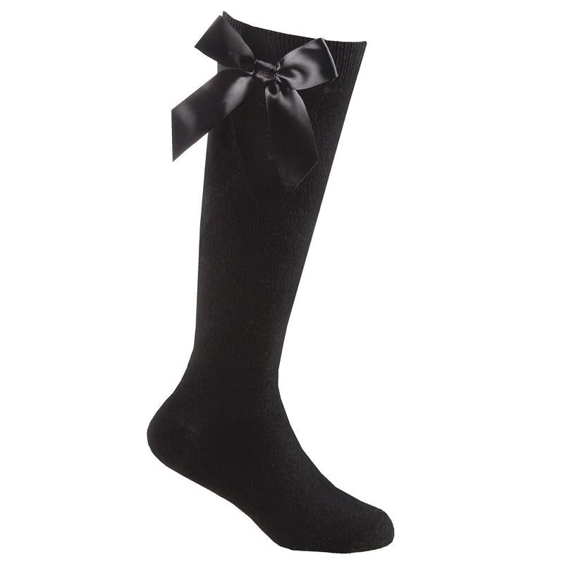 Ginger Ivy RIBBON Satin Bow Socks Ideal for School Wear in White Black Navy & Grey Colors Perfect for Uniforms