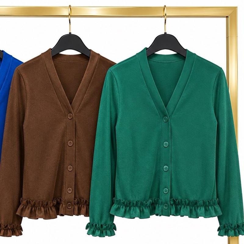 Ginger Ivy CHELSEA Cardigan with Ruffles Feature Trim and Cuff in Soft Cosy Fabric for School Uniform 2-12 Years