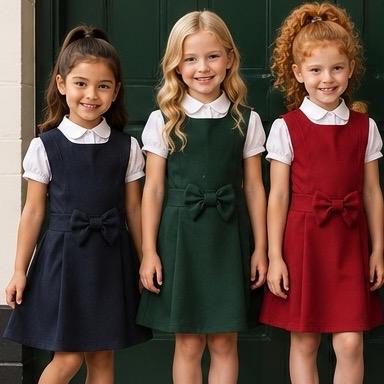 Ginger Ivy: BALMORAL Bow pinafore crossover back school dress 4-12 years