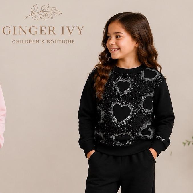 Ginger Ivy: Sparkle heart diamanté pattern cosy tracksuit