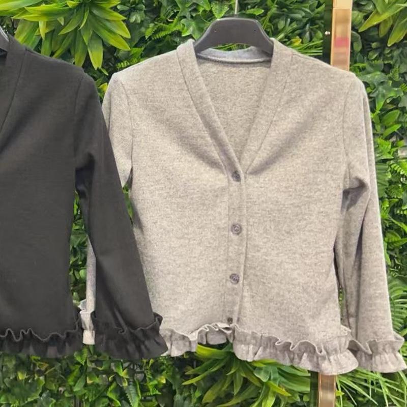 Ginger Ivy CHELSEA Cardigan with Ruffles Feature Trim and Cuff in Soft Cosy Fabric for School Uniform 2-12 Years