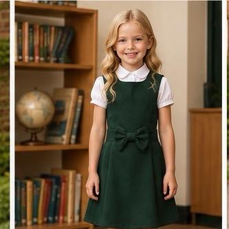 Ginger Ivy: BALMORAL Bow pinafore crossover back school dress 4-12 years