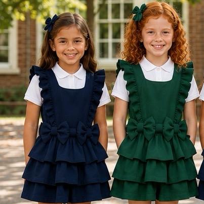 Ginger Ivy: DORCHESTER double bow layer ruffles DRESS 4-12 years