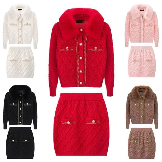 Ginger Ivy: JACKIE cardigan with faux fur collar and skirt suit Kids outfit 2-12 years (4244)