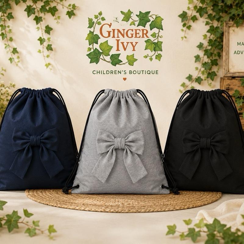 Ginger  Ivy: BELGRAVE BOW PE BAG with drawstring feature bow