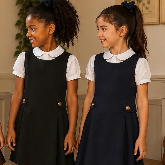 Ginger Ivy ASCOT Feature Side Button Classic Smart School Pinafore Dress for Girls