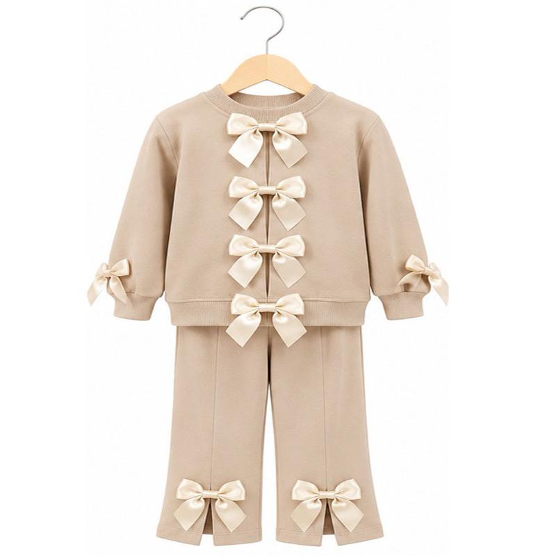 Ginger Ivy: HAZEL satin bows loungewear tracksuit by AKKON brand 2-8 years