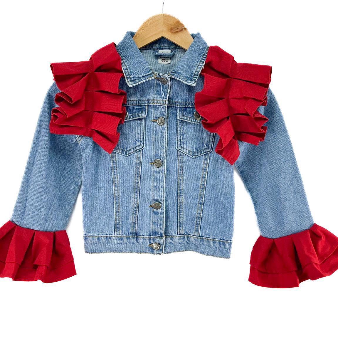 Ginger Ivy “Extreme” Denim jacket with ruffles for girls beautiful kids girl clothes