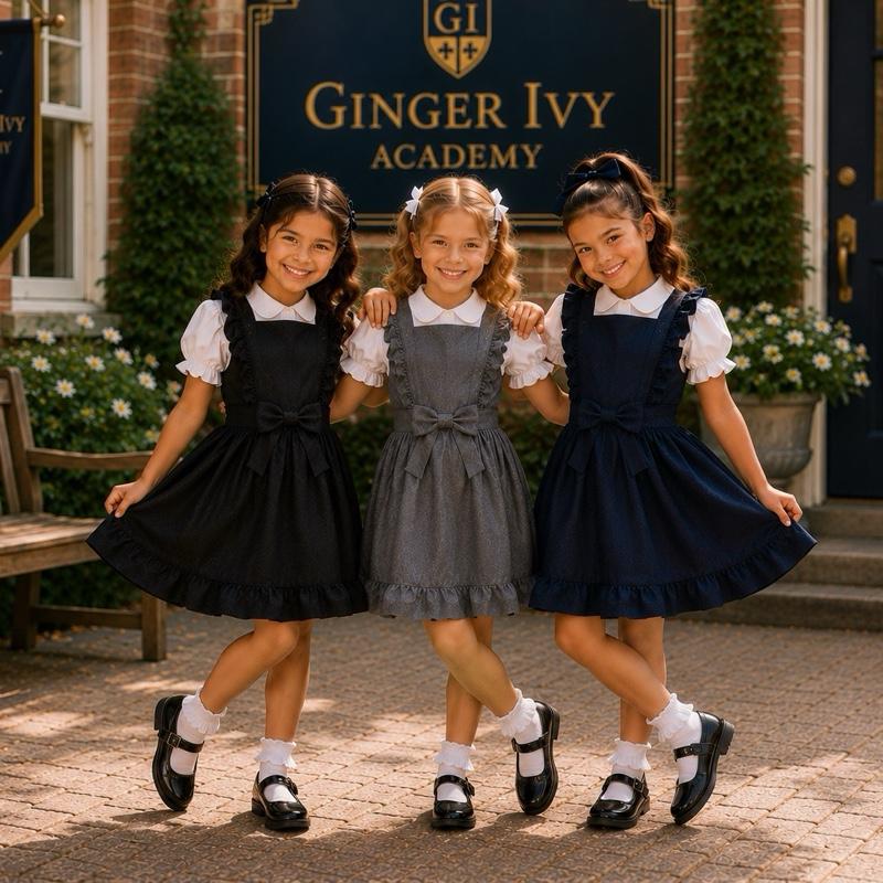Ginger Ivy Academy Shirt and Pinafore Two Piece Set School Dress - Versatile & Practical for Everyday Wear and School Events