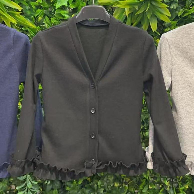 Ginger Ivy CHELSEA Cardigan with Ruffles Feature Trim and Cuff in Soft Cosy Fabric for School Uniform 2-12 Years