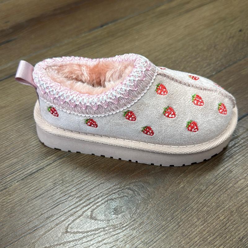 Ginger Ivy: STRAWBERRY pink  winter slipper shoes for indoor and outdoor wear
