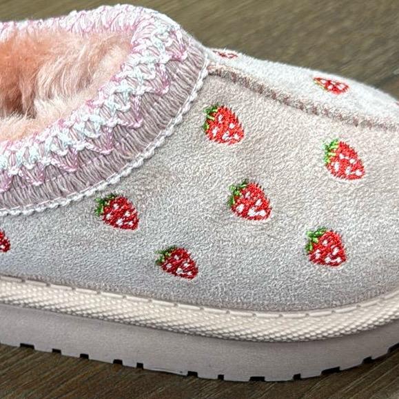 Ginger Ivy: STRAWBERRY pink  winter slipper shoes for indoor and outdoor wear