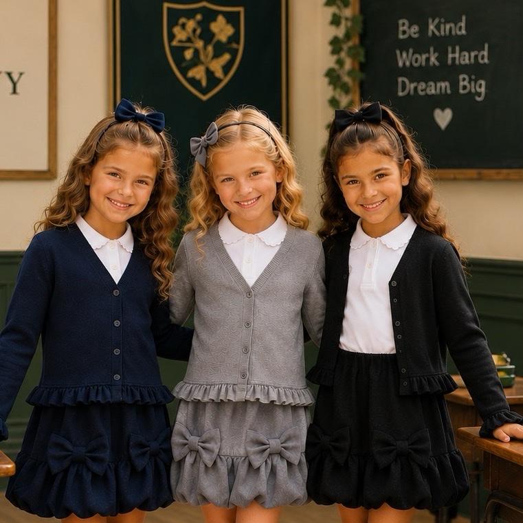 Ginger Ivy CHELSEA Cardigan with Ruffles Feature Trim and Cuff in Soft Cosy Fabric for School Uniform 2-12 Years