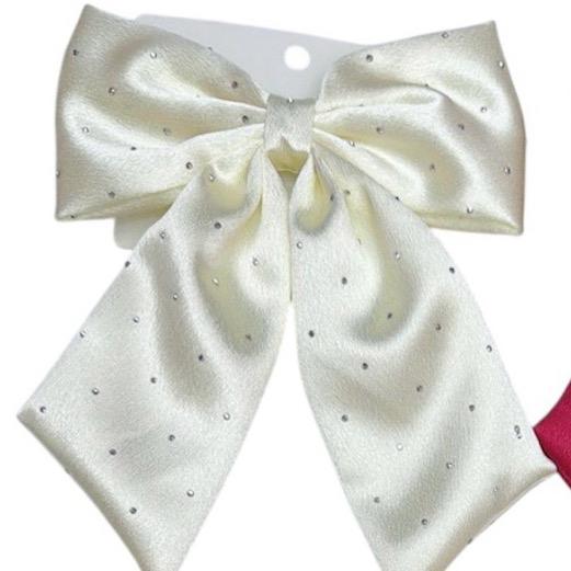 Ginger Ivy Satin Gems Diamonte Hair Bow with Clip HC200