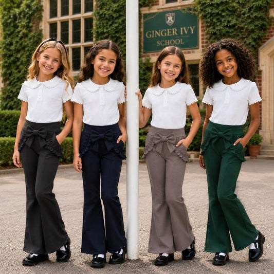 Ginger Ivy:  SMART FLARES with ruffles and feature bow