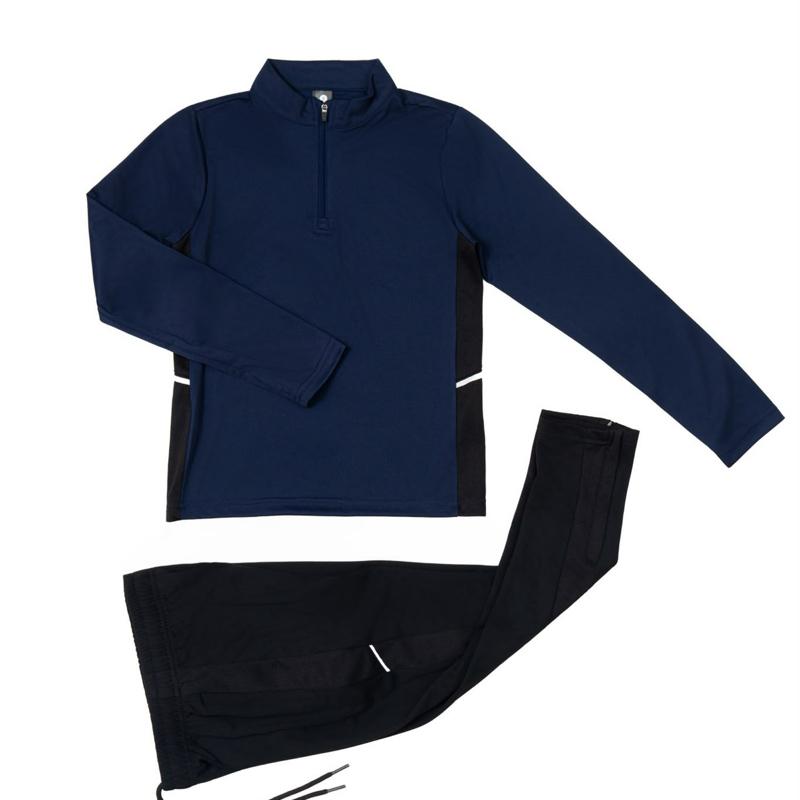 Ginger Ivy: RACER sportswear fashion quarter zip top and joggers with contrasting color panels