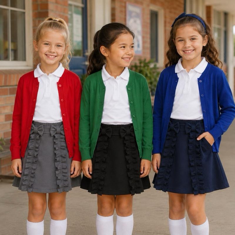 Ginger Ivy CAMBRIDGE SKORT with Ruffles and Bow - Looks Like a Skirt with Short Design for Girls