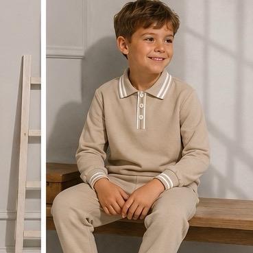 Ginger Ivy: GRAYSON smart boys tracksuit polo long sleeeve top and joggers