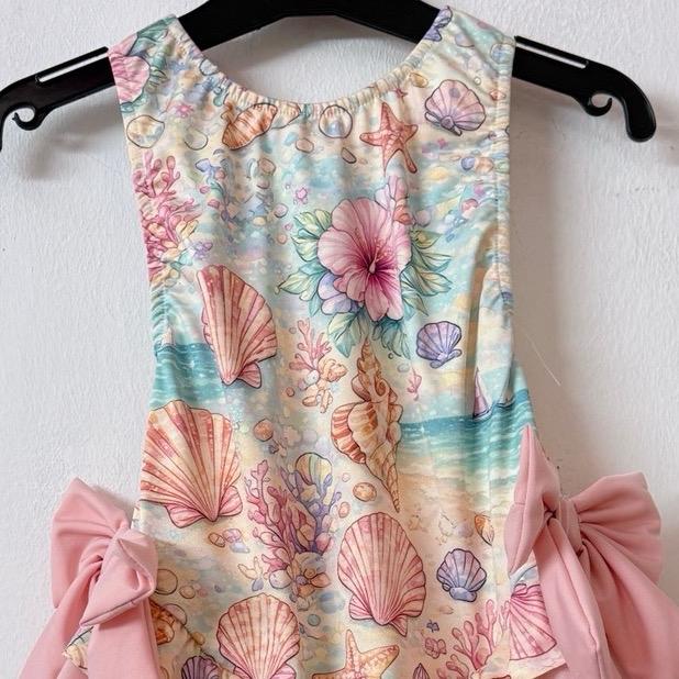 Ginger Ivy: SEASHELLS pastels image  swimsuit 2-12 years true to size