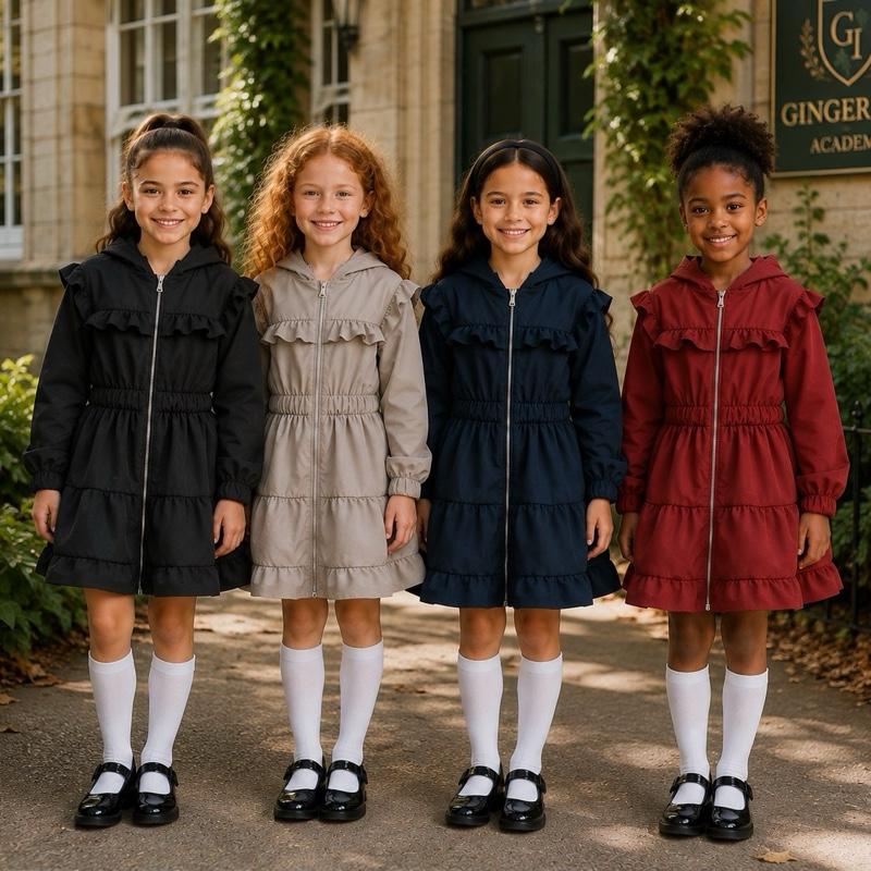 GINGER IVY: REGENT Mac Stylish Hooded lightweight jacket mac for girls