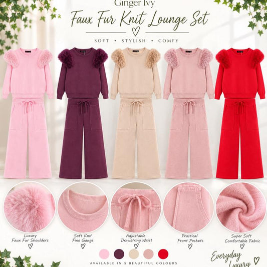 Ginger Ivy: ROXANNE knitted smart faux fur detachable shoulders with wide leg trousers 4-14 years