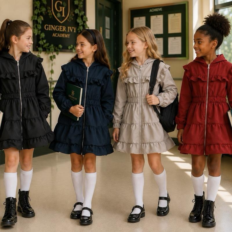 GINGER IVY: REGENT Mac Stylish Hooded lightweight jacket mac for girls