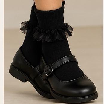 Ginger Ivy FRILLY Trim Fold Over Ankle Socks for Girls - Available in Black, Navy, Grey & White - Comfortable & Stylish school sock
