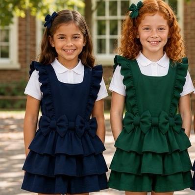 Ginger Ivy: DORCHESTER double bow layer ruffles DRESS 4-12 years