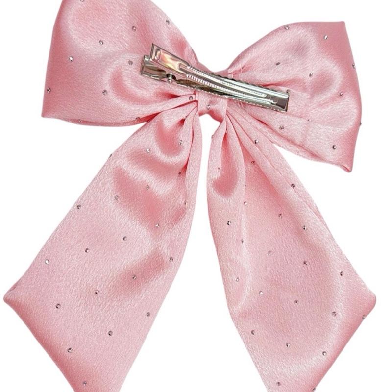 Ginger Ivy Satin Gems Diamonte Hair Bow with Clip HC200