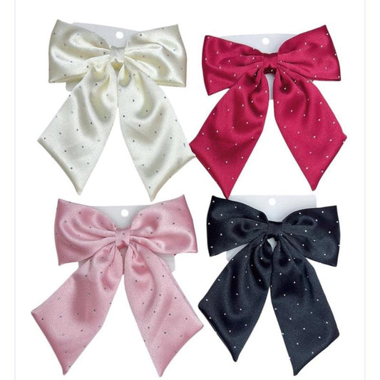 Ginger Ivy Satin Gems Diamonte Hair Bow with Clip HC200