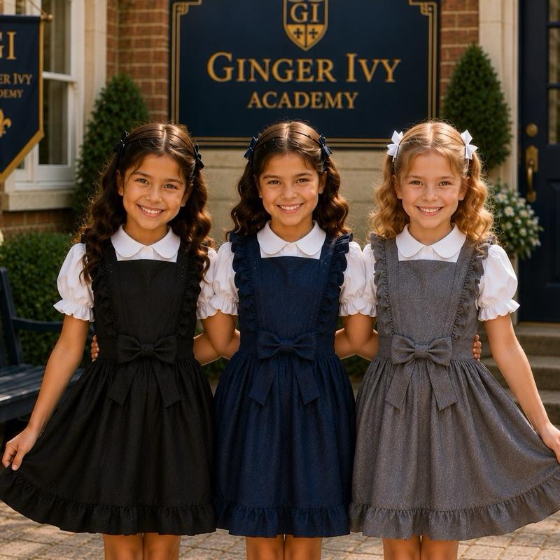 Ginger Ivy Academy Shirt and Pinafore Two Piece Set School Dress - Versatile & Practical for Everyday Wear and School Events