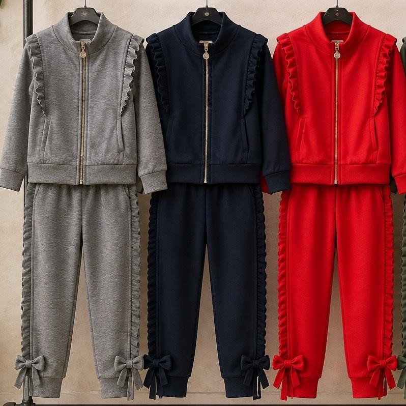 Ginger Ivy: DERBY ruffle design details funnel neck tracksuit with feature bows