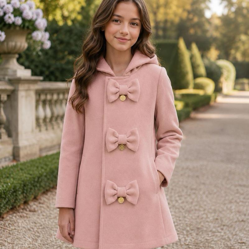 Ginger Ivy TRINITY Triple Bow Hooded Jacket for Kids 2-12 Years Lightweight Smart Layered Coat