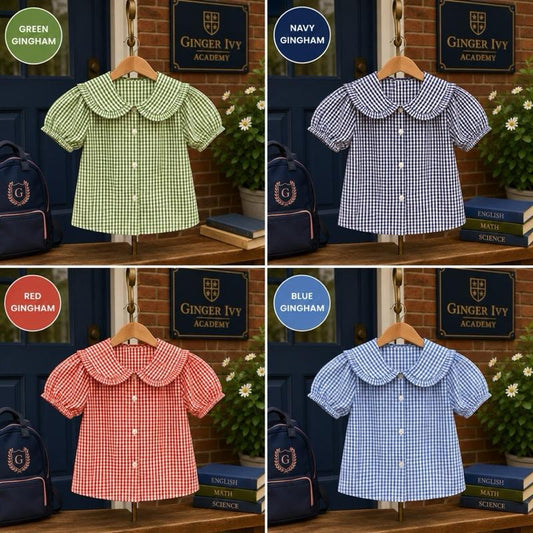 Ginger Ivy COLLINS CHECK Classic Check gingham SHIRT blouse for school
