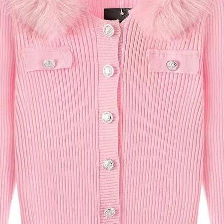 Ginger Ivy: ALEXIS knitted premium cardigan and trousers suit with faux fur collar 3-14 years