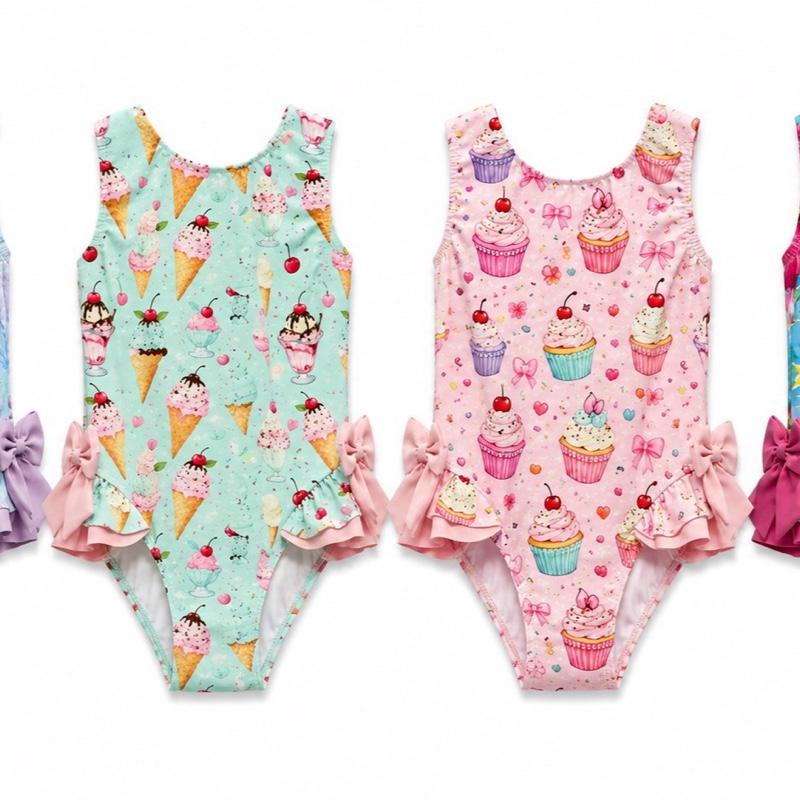 Ginger Ivy: ICECREAM sundae with cherries pattern swimsuit