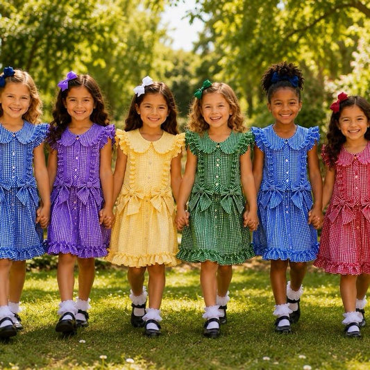 Ginger Ivy: CHECKED Classic ruffles and bows school dress