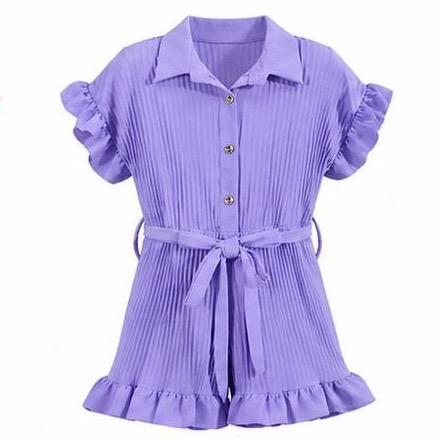 Ginger Ivy VIRAL Pleated Playsuit Polly Outfit - Button Front Tie Belt Design for Summer - Trendy & Versatile All-in-One Piece - Recommended to Size Up
